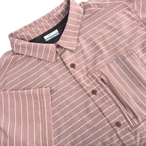 COLUMBIA OmniShade Men's XXL Mauve Striped Twisted Creek III Short-Sleeve Shirt
